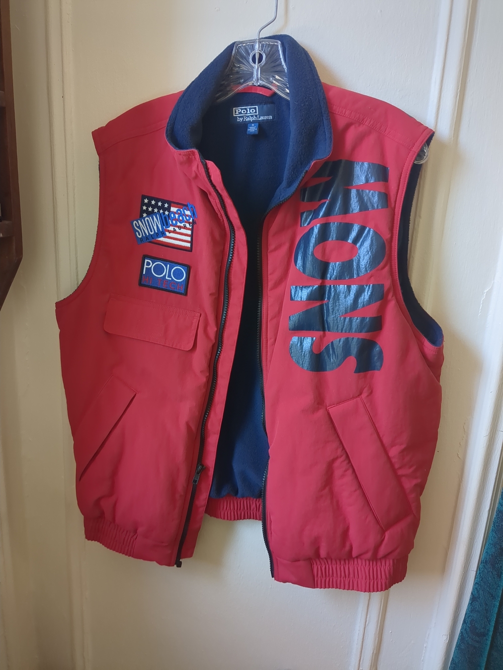 Polo Sport Red Ski Vest with Navy Lining